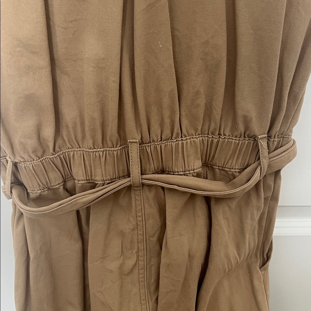 Dynamite Utility Romper Belted Tan Short-Sleeve Jumpsuit - Picture 5 of 7
